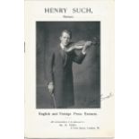 Henry Such violinist signed biographical booklet with portrait photo to front signed on this page.