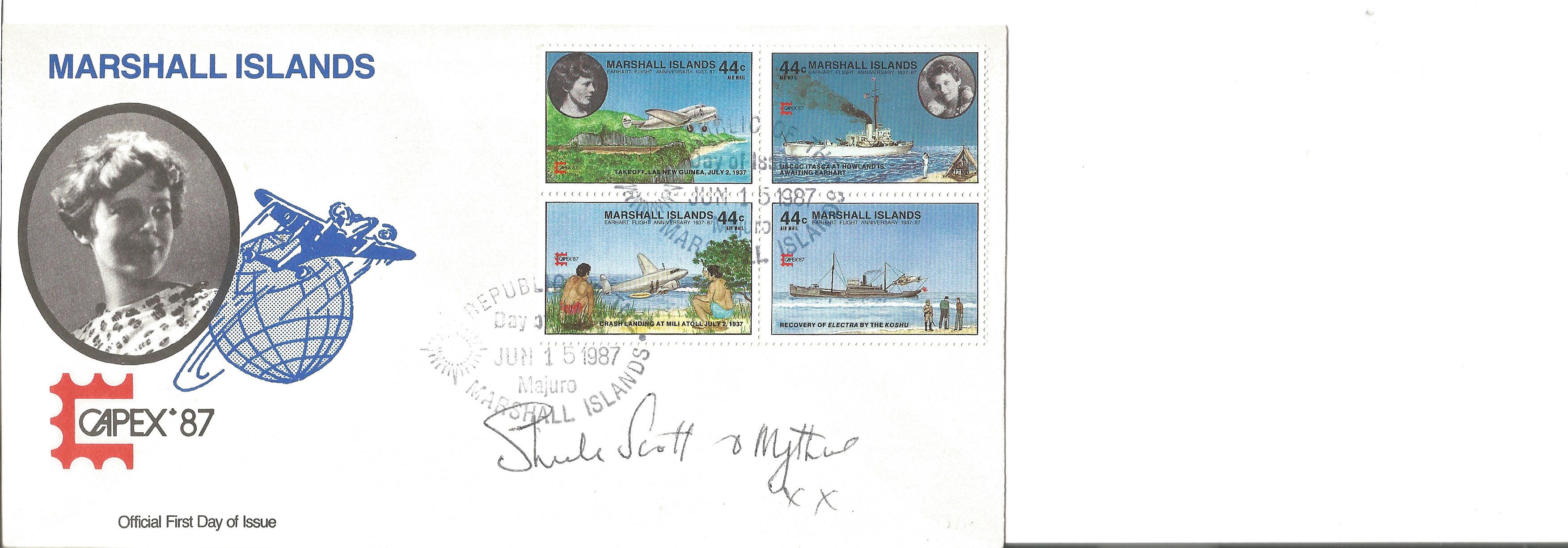 Sheila Scott signed Marshall Islands FDC. 15/6/87 Marshall Islands postmark. Good Condition. All