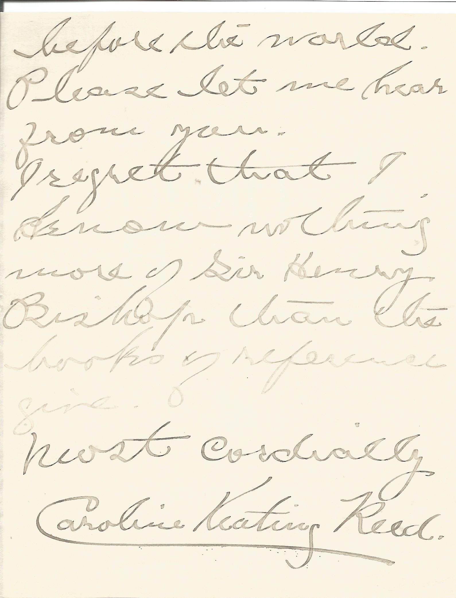 Caroline Keating Reed famous US pianist 8 page 1919 hand written letter with details on her - Image 5 of 5