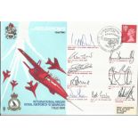 Red Arrows scarce 1974 Air Display series Team signed 10th Ann RAF flown cover. Good Condition.