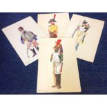 4 original Water colour Military Paintings. illustrations of Imperial Guard Trooper Dragoons,