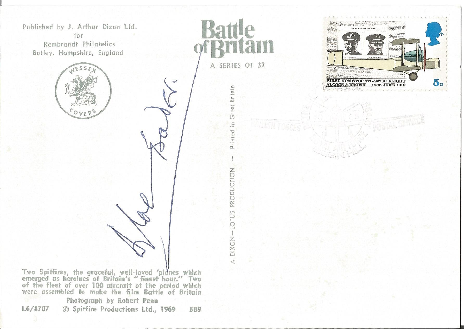 Douglas Bader DSO DFC signed Battle of Britain postcard. Famous legless WW2 Battle of Britain
