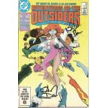 Mike W Barr and Alan Davis signed Adventures of the Outsiders signed comic. Signed on front cover.