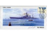 HMS Hood Cover Dedicated To HMS Hood Signed By Ted Briggs Who, At The Time Of Signing Was The Last