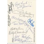 Multi signed cast of Carry on postcard. Signed by 11. Including Bernard Cribbins, Jim Dale, Sid