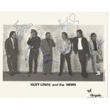 Huey Lewis And The News Fully Signed Vintage 8x10 Promo Music Photo. Good Condition. All signed