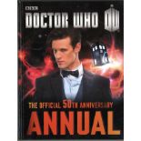 Multi signed Doctor Who - the official 50th anniv annual. Signed inside by Matt Smith, Russell Davis