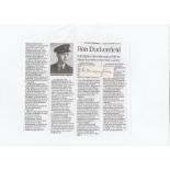 WW2 Signature and obituary of Pilot Officer (Later) Group Captain Byron Leonard Duckenfield AFC 74 &