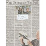 WW2 Signature and 2-page full obituary (The Times 13 July 2018) of Wing Commander Thomas Francis
