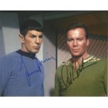 Leonard Nimoy and William Shatner signed 10x8 colour photo as Dr Spock and Capt James T Kirk in Star