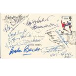 Multi signed World Cup winners 1966 Football FDC. Signed by 9. Including Bobby Moore, Nobby