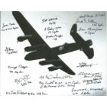 World War Two 10x8 multi signed b w photo of a Lancaster signed by 18, Bomber command veterans W/O