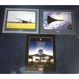 Concorde collection three 16x20 Concorde display pieces each one with a mounted piece of Concorde