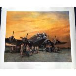 World war 2 aviation print. 24x29 coloured print The Last Halifax by the artist Terence Cuneo signed