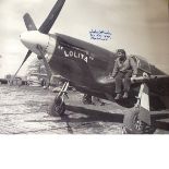 World War Two 20x16 signed b w photo US Air force Lolita plane signature unknown. Good Condition. We