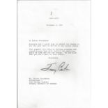 Jimmy Carter signed TLS dated 4/12/87 concerning a gift to the Carter Center. Good Condition. We