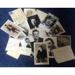 Vintage entertainment autograph collection. Approx. 25 mainly album pages and small photos. Includes