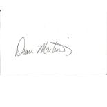 Dean Martin signed white card. Good Condition. We combine postage on multiple winning lots and can