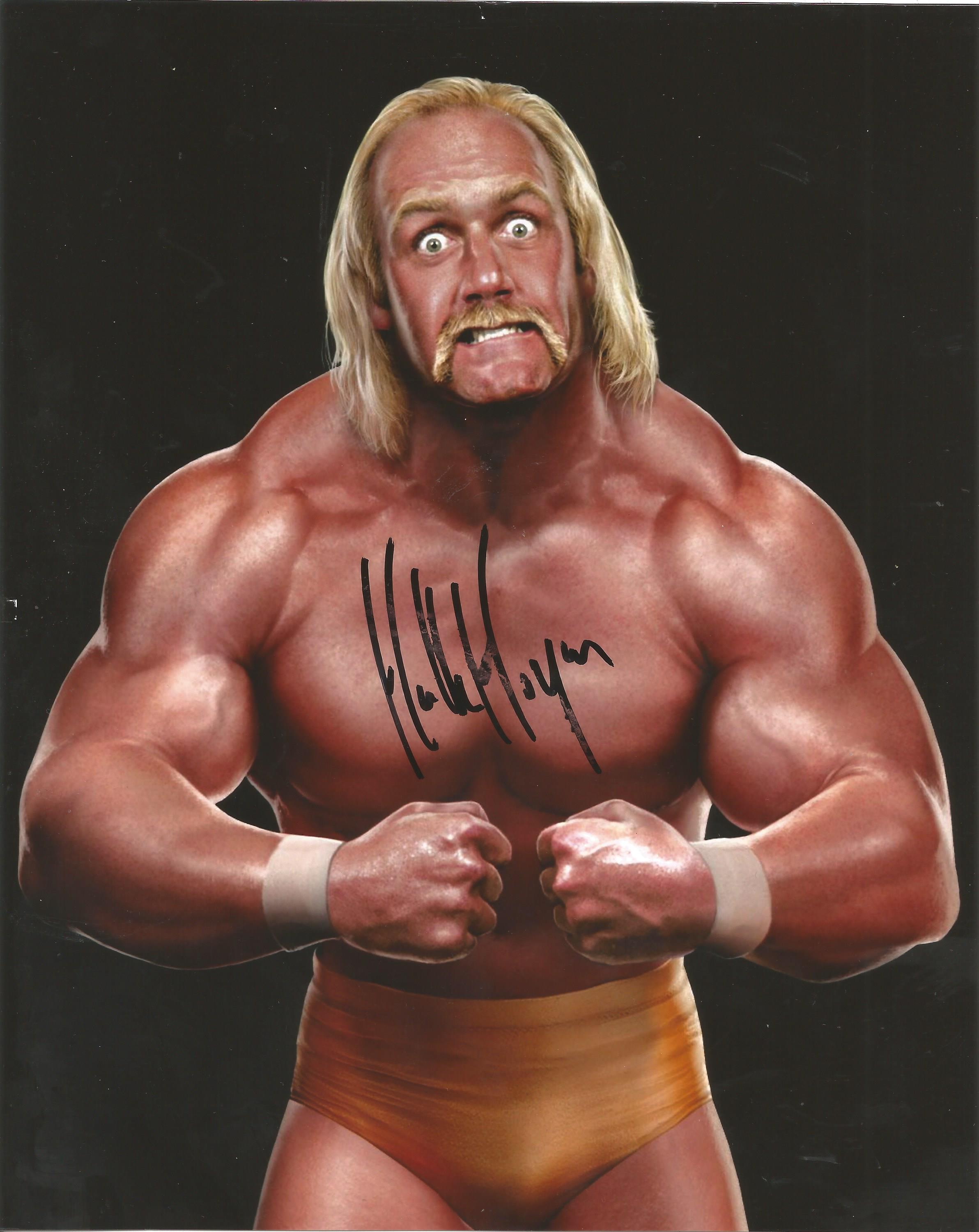 Hulk Hogan signed 10 x 8 colour Wrestling Portrait Photo, from in person collection autographed at