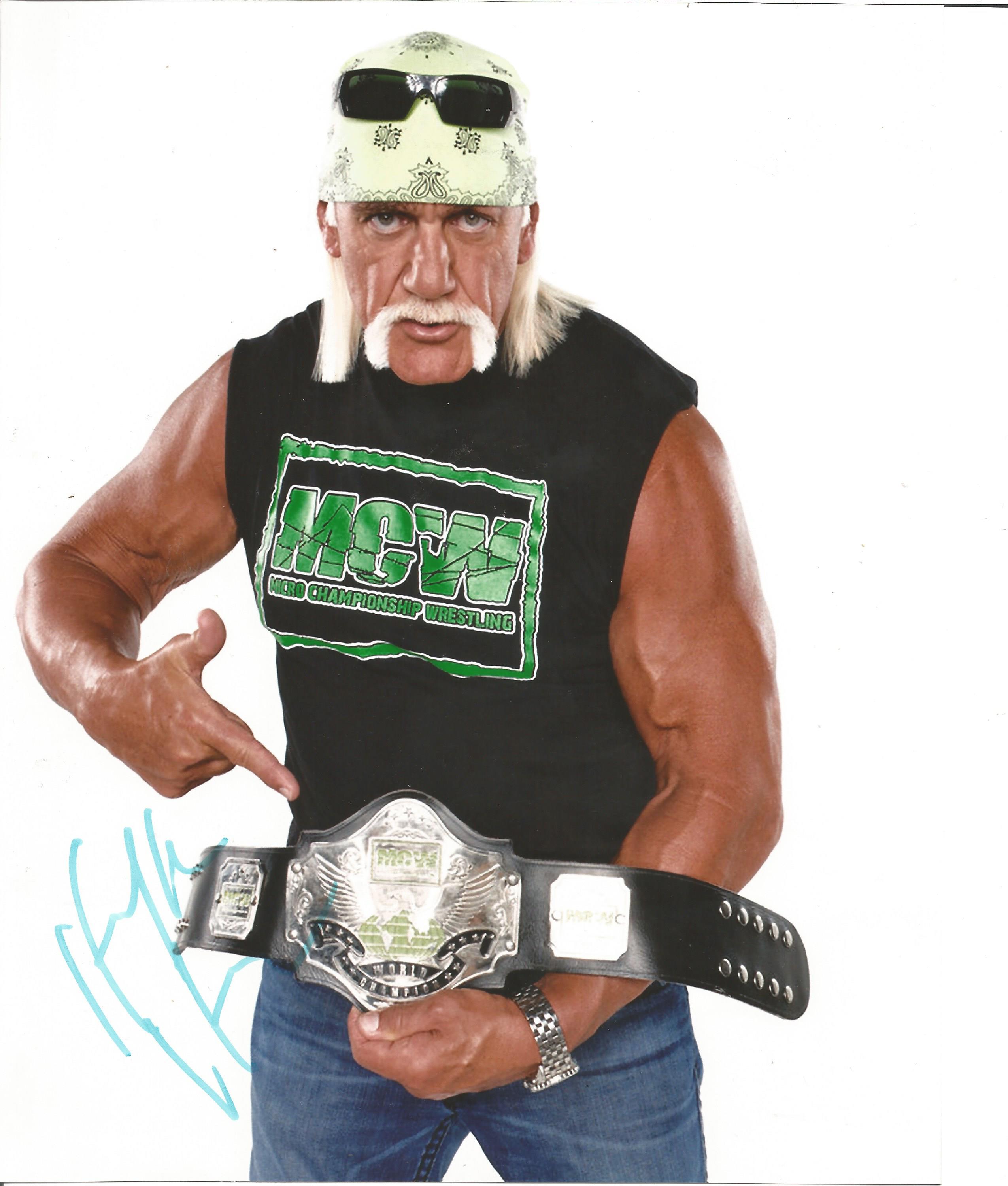 Hulk Hogan signed 10 x 8 colour Wrestling Portrait Photo, from in person collection autographed at