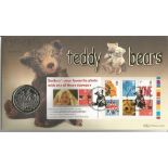 Angelica Bell signed Teddy Bears Centenary coin cover. Benham official FDC PNC, with 2005 Goldilocks