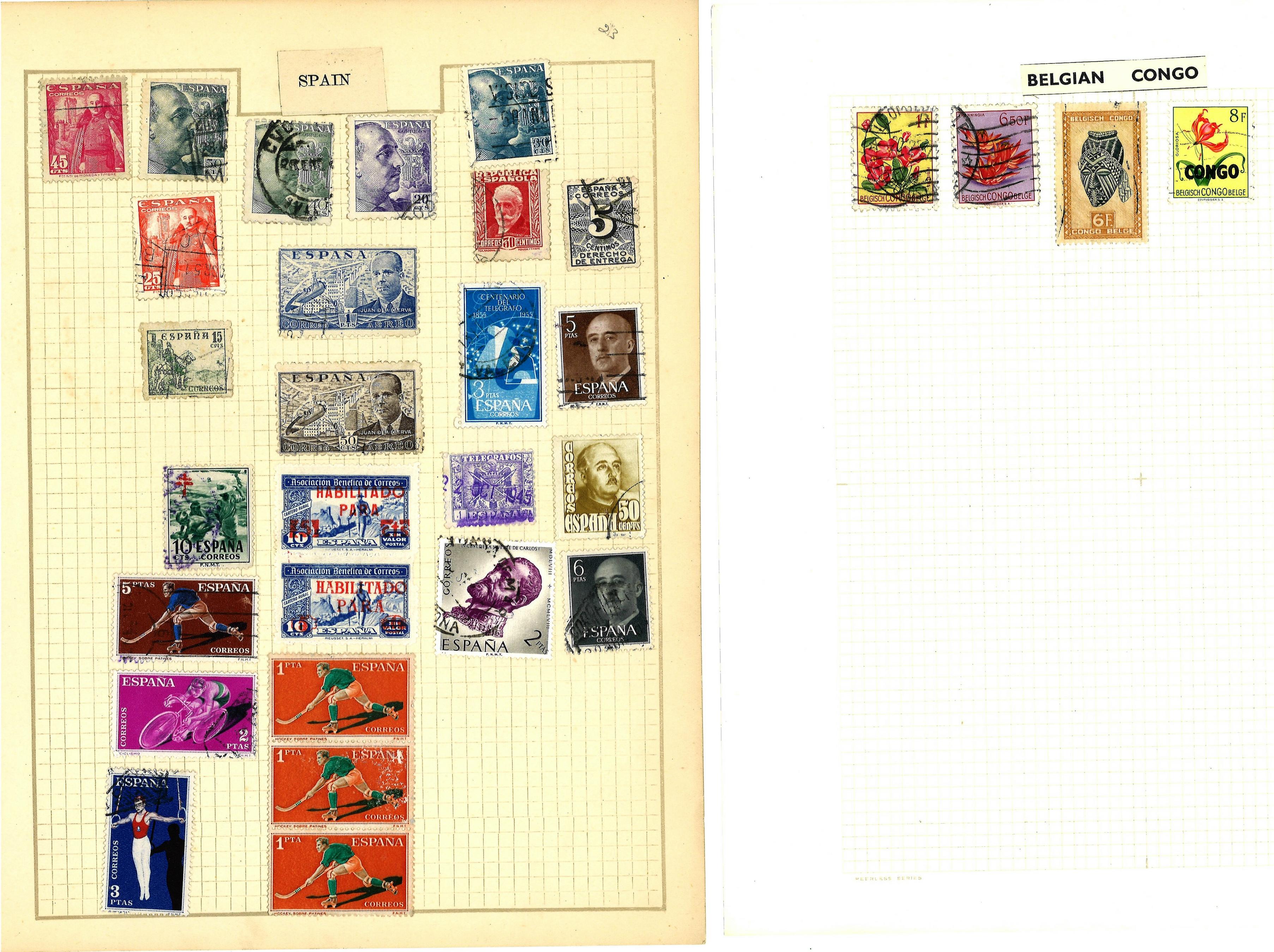 Stamp collection 10 album pages from around the world including Hungary, French colonies, Belgium - Image 6 of 6