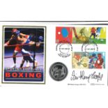 Sir Henry Cooper OBE KSG signed coin cover. Benham official FDC PNC, with 2010 Isle of Man Crown