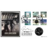 Johnny Ball signed World of Invention John Logie Baird coin cover. Benham official FDC PNC, with