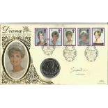 Lord Snowdon signed Diana Princess of Wales signed coin FDC PNC. 1 Bosna Hercegovina 5 Marka coin