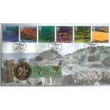 John Cole signed Giant Causeway coin FDC PNC official Benham cover. 1 25 ecu coin inset. 16/3/2004