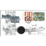 Bill Ramsey signed Berlin airlift coin cover. 1 crown coin inset. 12/5/99 Oakington postmark. Good
