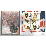 London 2012 Host City 2005 coin cover. Benham official FDC PNC, with 2012 Olympic games British