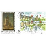 Terence Cuneo signed Industrial Archaeology FDC. Miniature stamp sheet 25/7/89 Cornwall postmark.