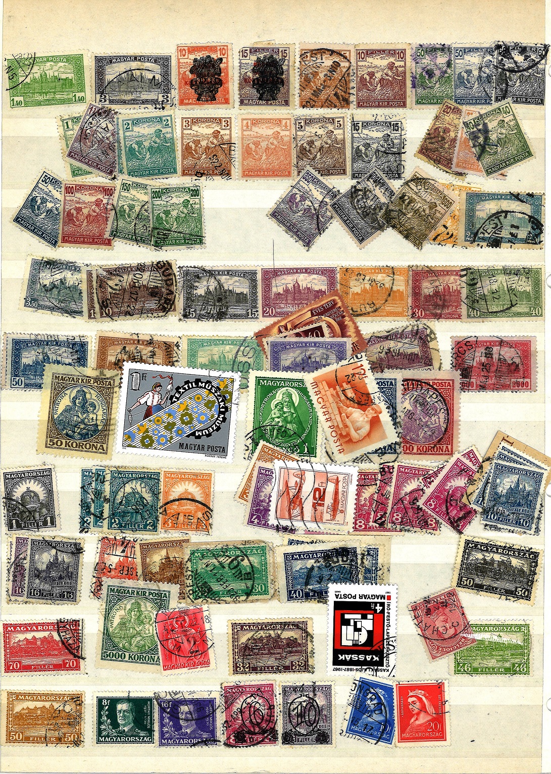 Stamp collection 10 album pages from around the world including Hungary, French colonies, Belgium - Image 2 of 6