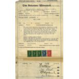 USA Postal History two documents including one date 1867 with three $ revenue labels and 1922 with