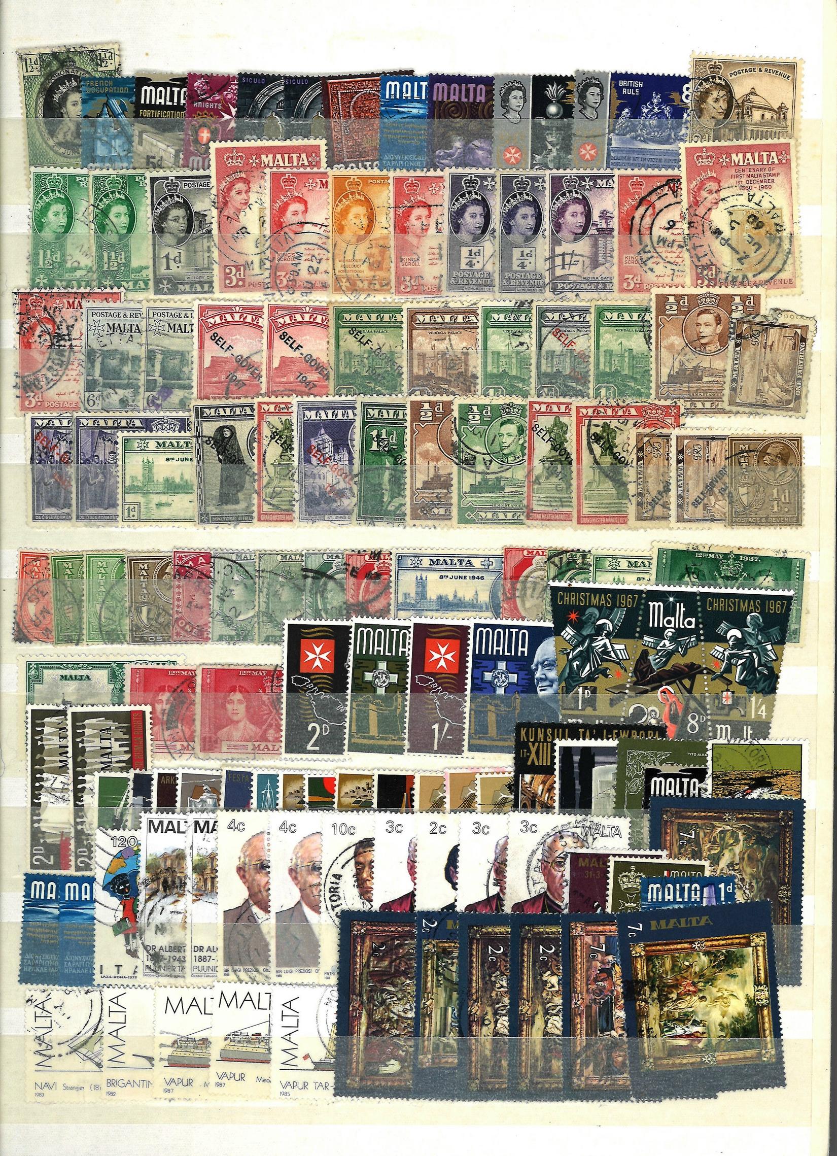 Commonwealth stamp collection mainly Malta and South Africa 12 pages jammed pack with some highly