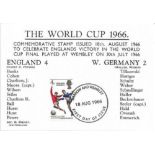1966 World Cup England plain Winners Card FDC 18/6/66 with Wembley FDI postmark. Has teams printed