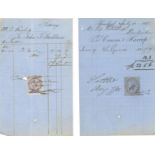 GB postal history collection including four documents 24/10/1865 IR stamp, 1863 IR stamp, 1855 IR