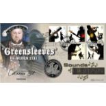 Catherine Bott signed Greensleeves Sounds of Britain coin cover. Benham official FDC PNC, with