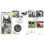 Tom Avery signed Working Dogs coin cover. Benham official FDC PNC, with 2007 South Georgia and South