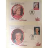Queen Mother collection. Includes FDCs, unmounted stamps and miniature sheets. Mainly British