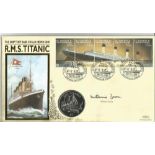 Millvina Dean survivor signed R. M. S. Titanic signed coin FDC PNC. 1 Republic of Liberia $5 coin