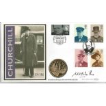 Sir Anthony Montague Browne KCMG CBE DFC signed Churchill coin FDC PNC. 1 Cabinet War Rooms Medal