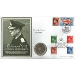 Susan Williams signed Edward VIII Accession To The Throne coin cover. Benham official FDC PNC,