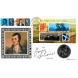 Jenni Falconer signed Celebrating Scotland Robert Burns coin cover. Benham official FDC PNC, with