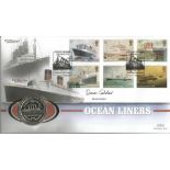 Simon Calder signed Ocean Liners coin FDC PNC official Benham cover. 1 Isle of Man crown coin inset.