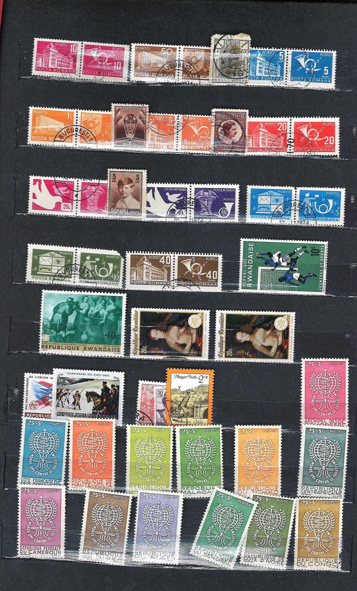 World stamp collection in red stockbook 20 pages of stamps from around the world including USA and - Image 5 of 9