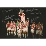 Stoke City, Signed 12" X 8" Football Photo Depicting Captain Peter Dobing Holding Aloft The League