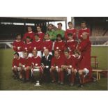 Manchester United, Signed 12" X 8" Football Photo Depicting The 1968 European Cup Winners, Posing