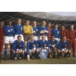 Denis Law Signed 12" X 8" Photo Football Depicting 'The Rest Of The World' Team Posing For